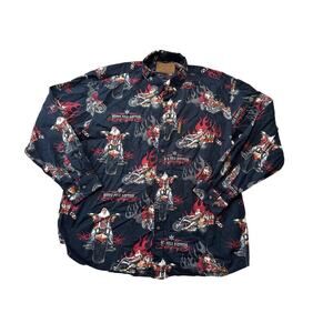 Clearwater Outfitters Christmas shirt men’s XL; Motorcycle Santa; North Pole